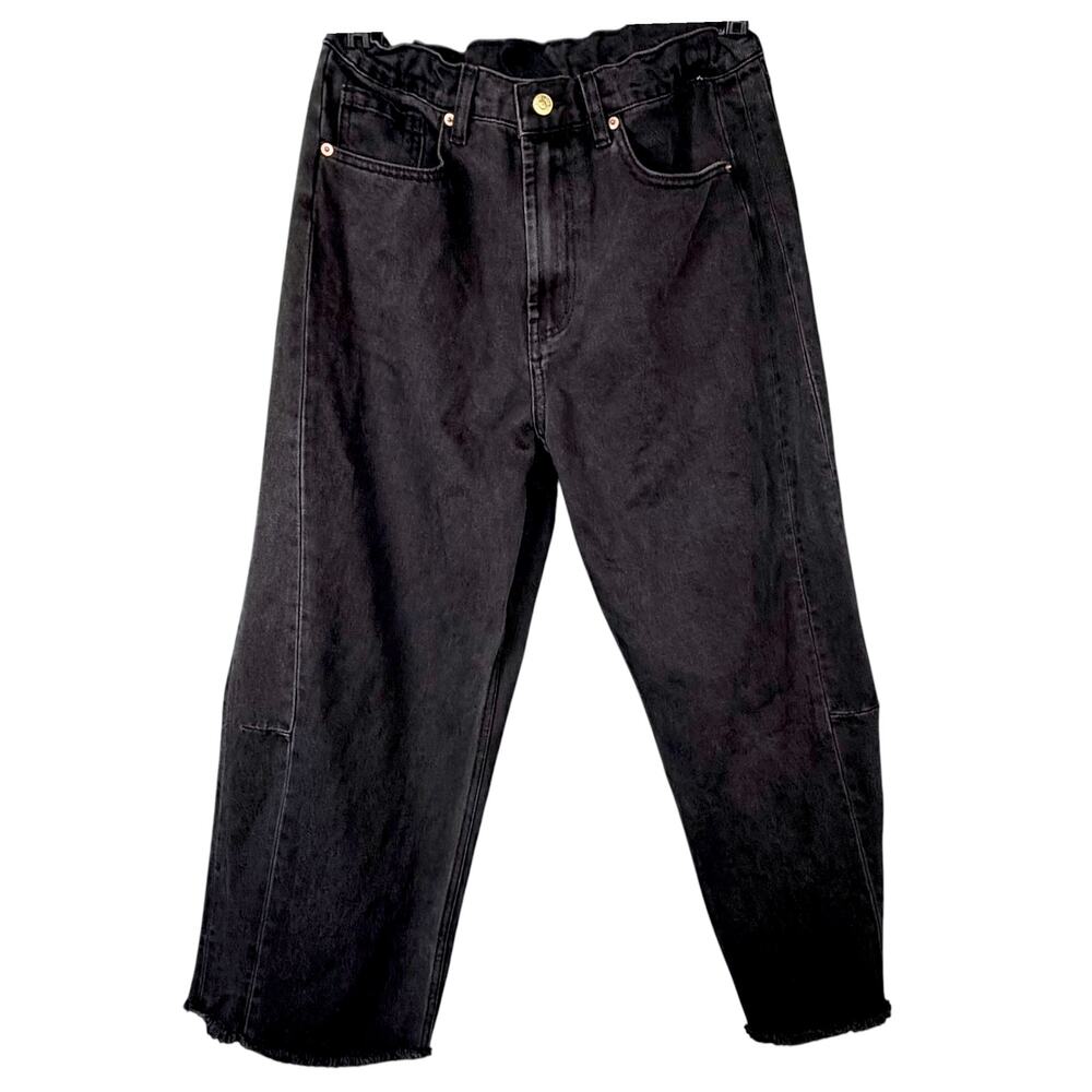 Roucha Dessau Washed Black Wide Leg Crop Denim BB Medium 6-8 Cropped Jeans Pants